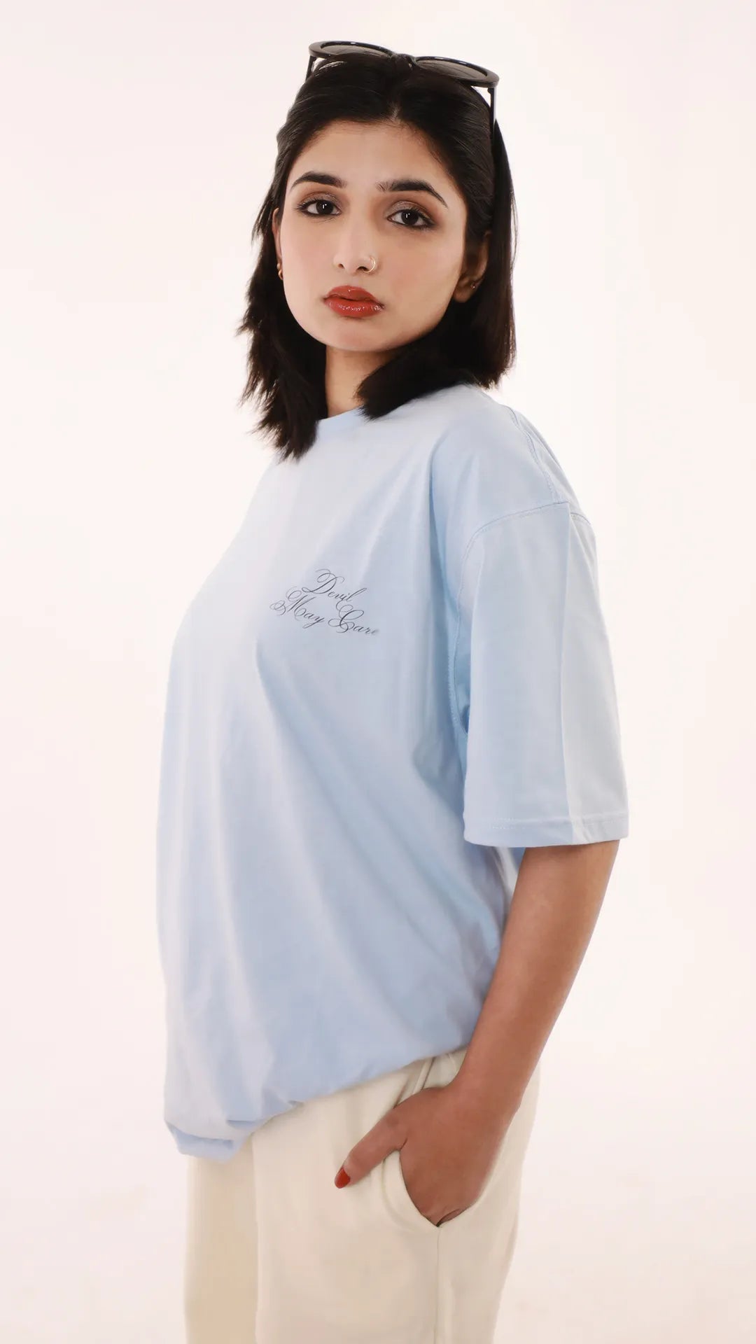 Slogan Light Blue Tee Shirt - Unisex